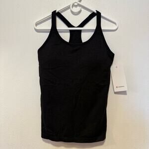 lululemon athletica Black Fitted Tank Top Ebb to street tank sz 10 built in bra
